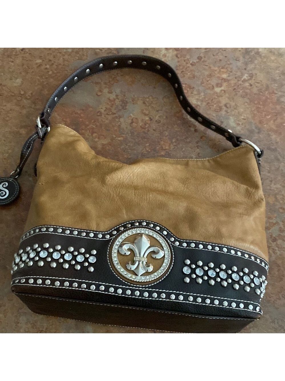 𝅺👜 Western Style brown Studs & Sparkles Fleur d’ Lis Lily should strap b…